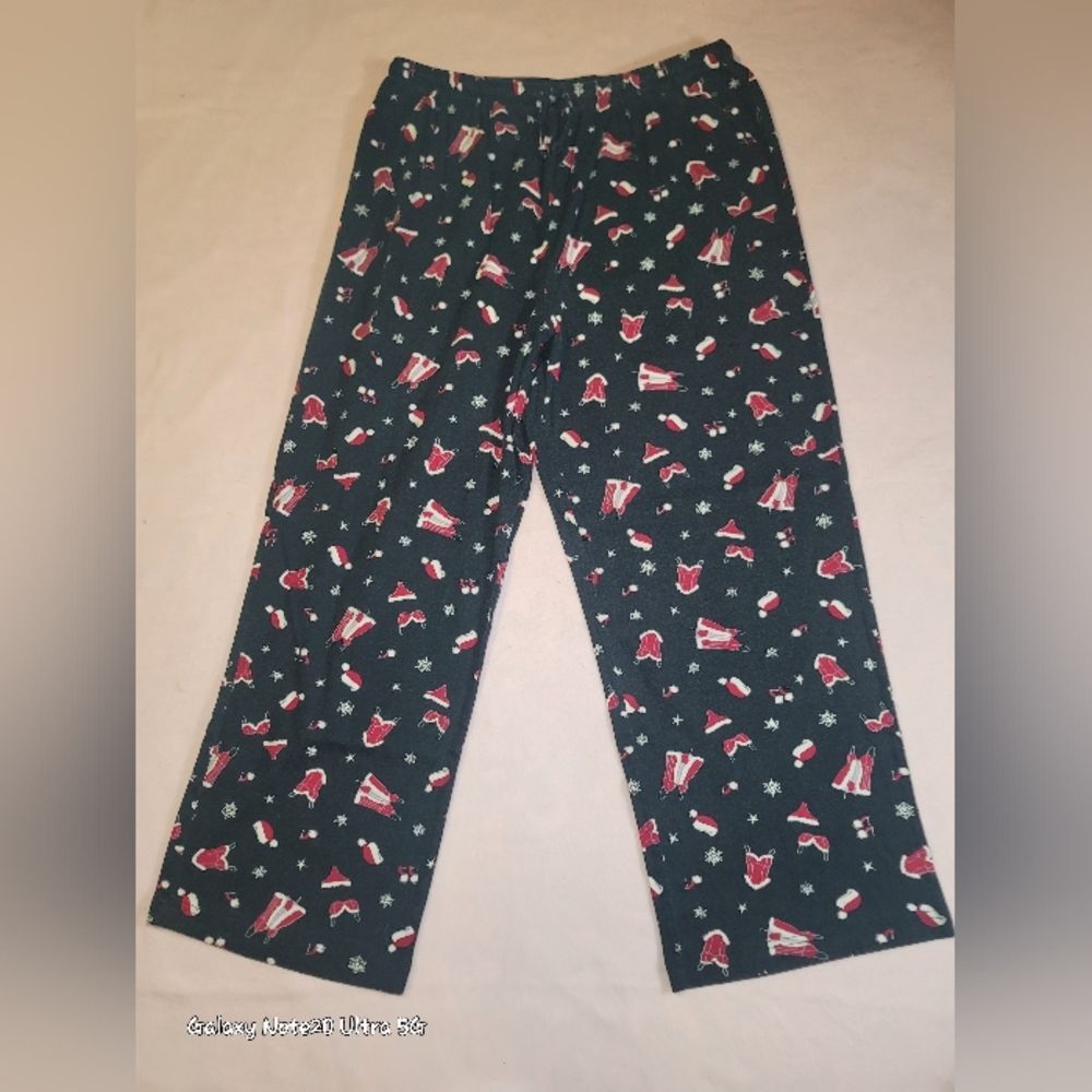 0869. Sexy Black Pajama Pants with Naughty Santa Print ~ Large